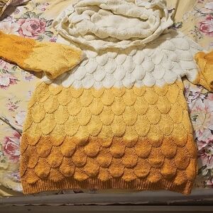 Easel Yellow and Cream Cowl Neck Sweater